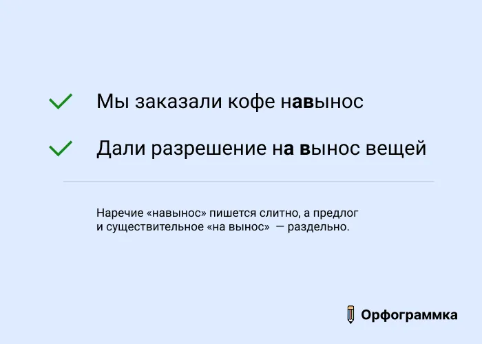 Навынос и на вынос: слитно и раздельно